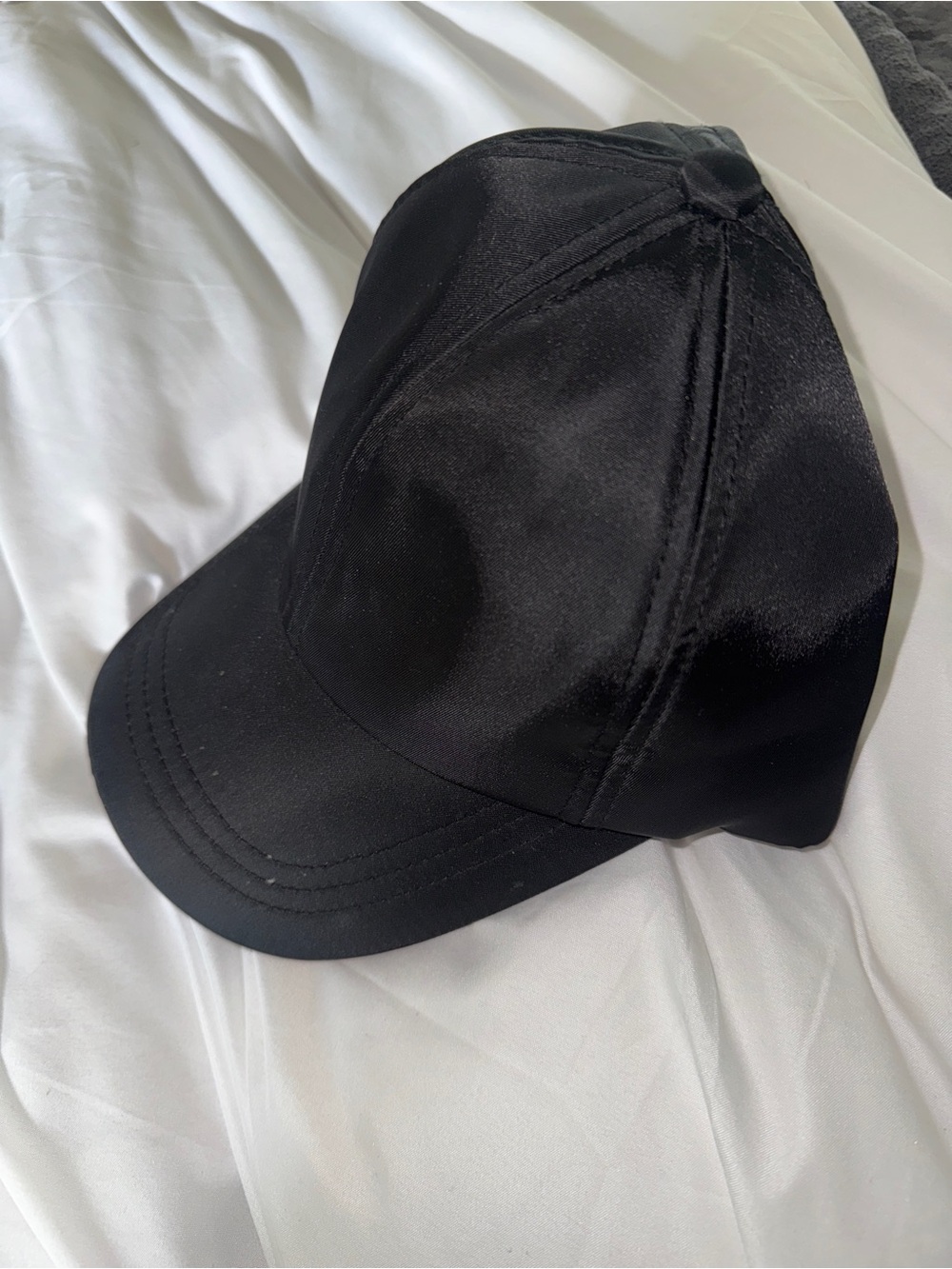 Black Satin Baseball Cap - Men's Accessory